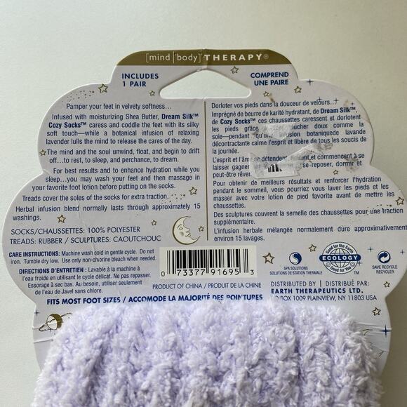 Earth Therapeutics Shea Butter Moisture Cozy Lavender Socks OSFM New - Picture 5 of 6